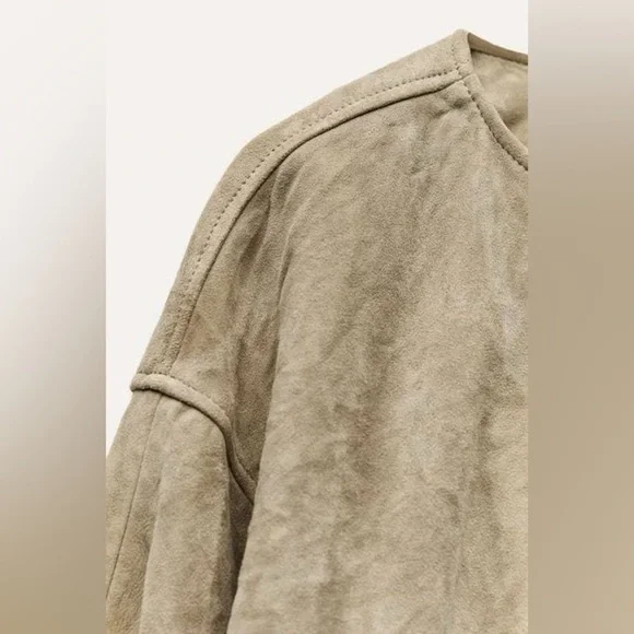 NWT ZARA 100% GENUINE SUEDE JACKET ZW COLLECTION Size S - Picture 12 of 16